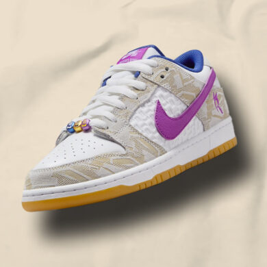 Nike SB Dunk Low Pure Platinum and Vivid Purple