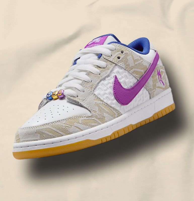 Nike SB Dunk Low Pure Platinum and Vivid Purple